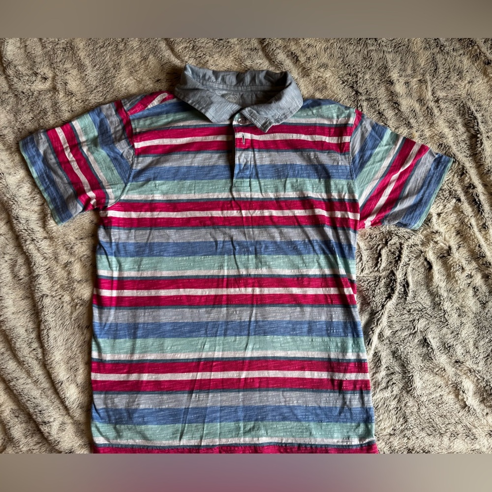 Wonder Nation Striped Polo with Red, Blue, and Green